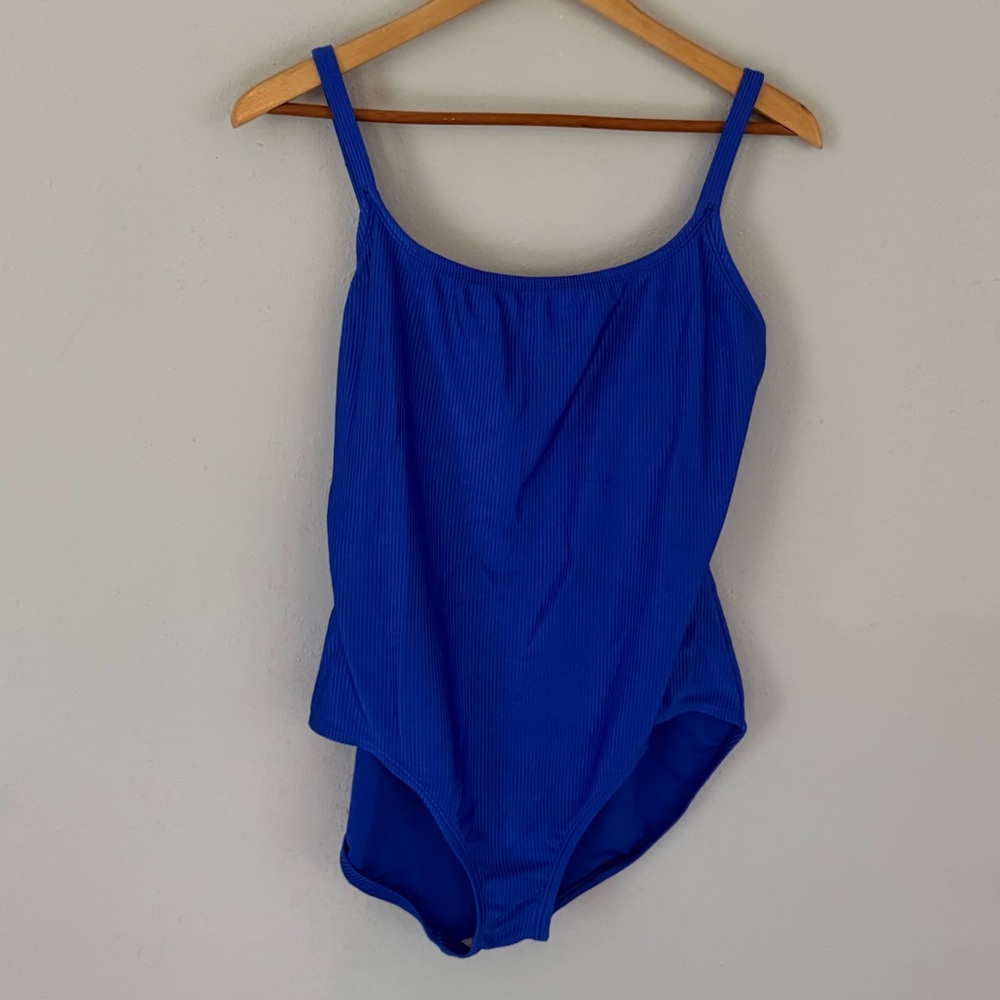 Catalina Blue Ribbed One Piece Swimsuit Size 1X